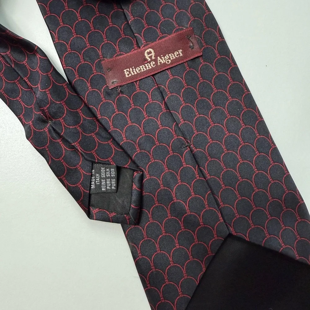 Etienne‎ Aigner Black and Red Patterned Tie